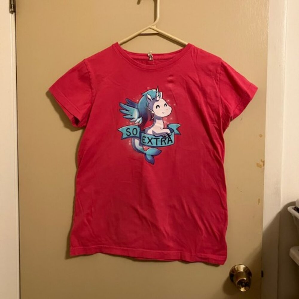 Girls Hot Pink Unicorn Mermaid Tee Shirt